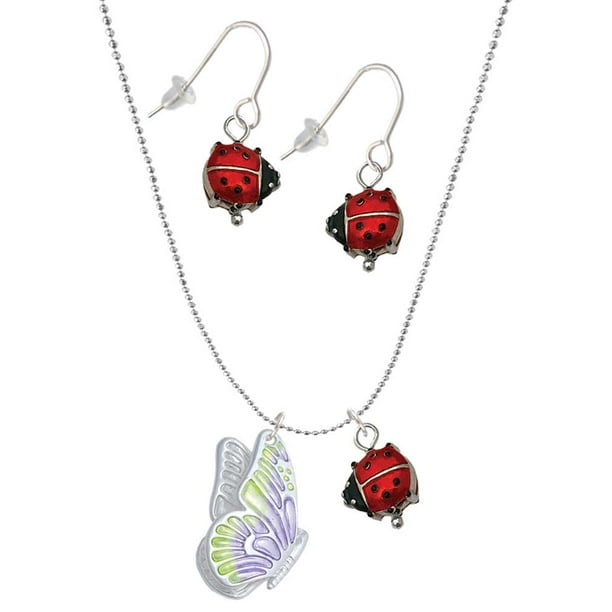 Translucent Purple & Lime Green Flying Butterfly Custom Year Stainless Steel Heart Bead Charm Translucent Purple & Lime Green Flying Butterfly Custom Year Stainless Steel Heart Bead Charm